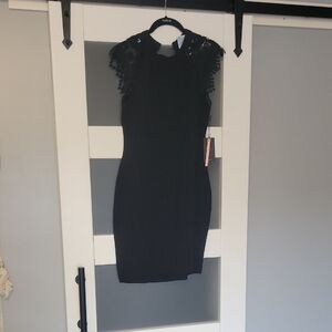 Iris Black Lace Accent Mini Dress